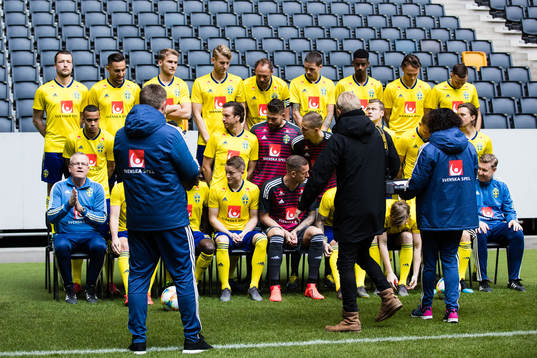 Members of the Swedish national football team are preparing