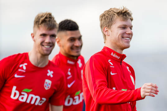 Kristoffer Ajer, Bjørn Maars Johnsen and Sigurd Rosted of
