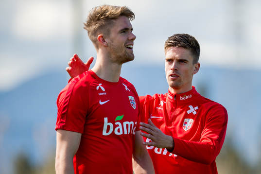 Kristoffer Ajer and Markus Henriksen of Norway