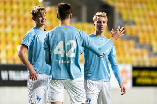 Malmö FF´s Noel Hansson, Noah Eile och Victor Larsson
