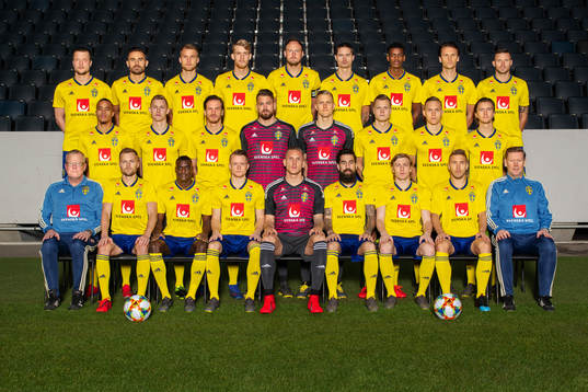 Players and coaching staff of the Swedish national football