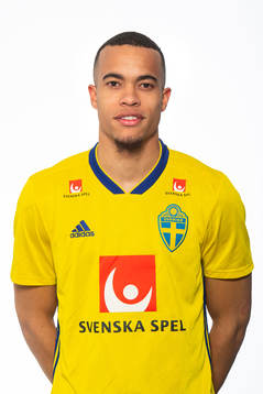 Robin Quaison of the Swedish national football team poses