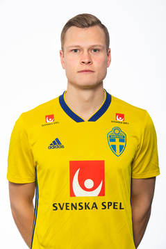 Viktor Claesson of the Swedish national football team poses
