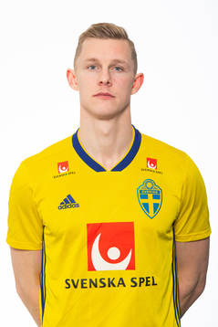 Emil Krafth of the Swedish national football team poses for