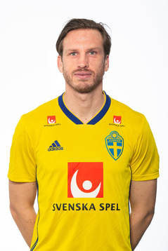 Gustav Svensson of the Swedish national football team poses