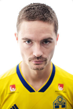 Mikael Lustig of the Swedish national football team poses