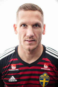Robin Olsen of the Swedish national football team poses for