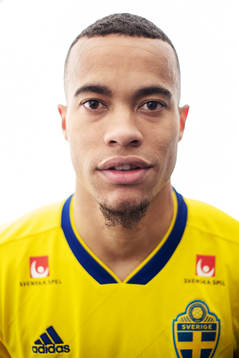 Robin Quaison of the Swedish national football team poses