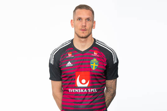 Robin Olsen of the Swedish national football team poses for