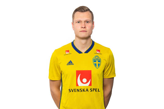 Viktor Claesson of the Swedish national football team poses