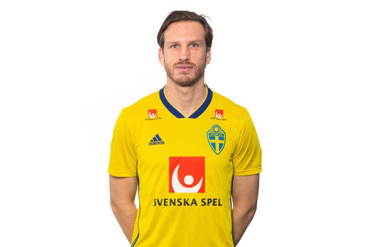 Gustav Svensson of the Swedish national football team poses
