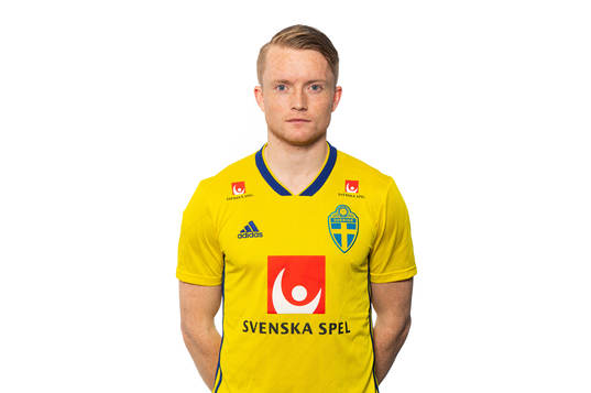 Sam Larsson of the Swedish national football team poses for