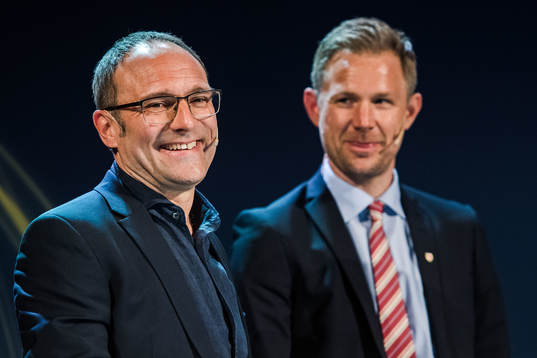 Per-Ola Ljung, tränare Helsingborg, och Magnus Pehrsson,