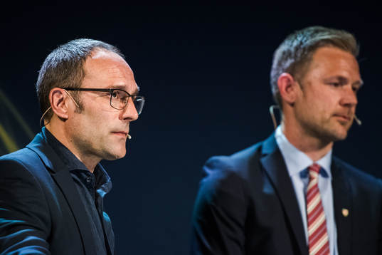 Per-Ola Ljung, tränare Helsingborg, och Magnus Pehrsson,