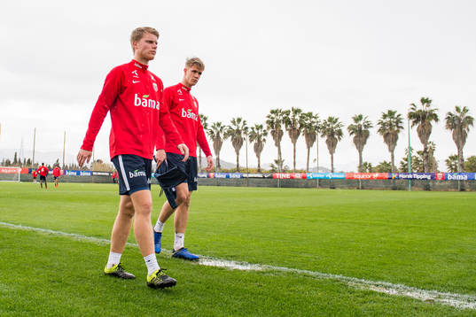 Sigurd Rosted and Kristoffer Ajer of Norway