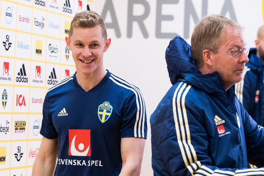 Emil Krafth and scout Lasse Jacobsson of Sweden