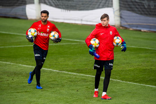 Goalkeeper Sten Grytebust and goalkeeper Per Kristian Worre