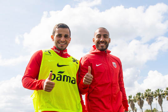Omar Elabdellaoui and Haitam Aleesami of Norway