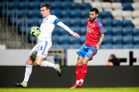 FC Köpenhamns Andreas Bjelland och Helsingborgs David