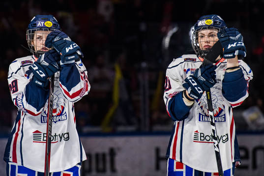Linköpings Emma Murén och Kennedy Marchment deppar