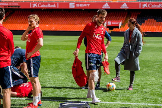 Håvard Nordtveit of Norway with an injury