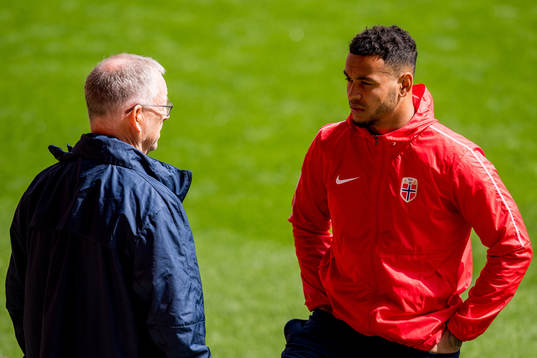 Lars Lagerbäck, head coach of Norway, and Joshua King