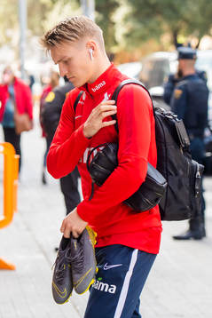 Martin Ødegaard of Norway arrives the stadium