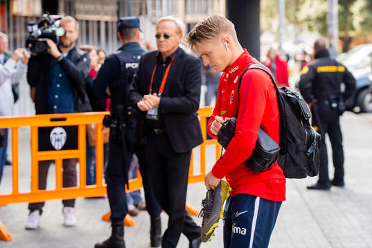 Martin Ødegaard of Norway arrives the stadium