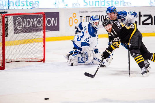Leksands målvakt Axel Brage och Mattias Karlsson