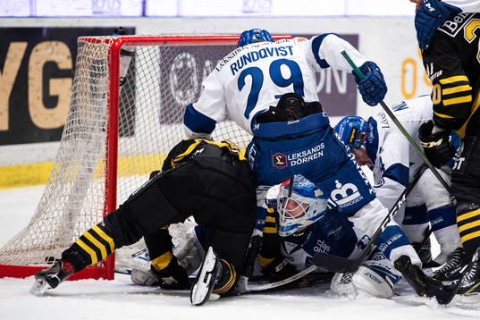 Leksands målvakt Axel Brage och David Rundqvist