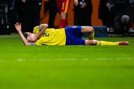 Mikael Lustig of Sweden in pain