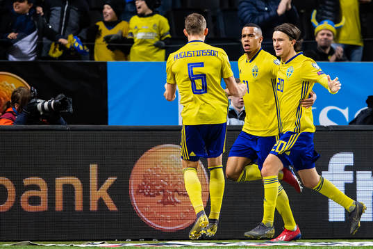 Ludwig Augustinsson, Robin Quaison and Kristoffer Olsson of