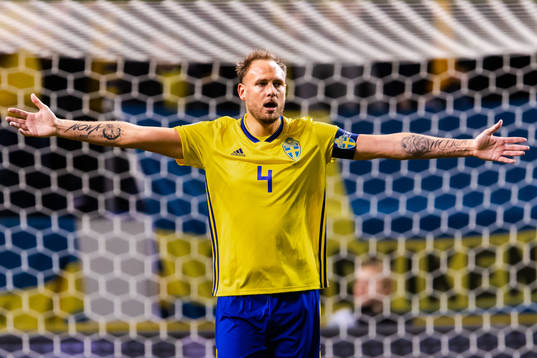 Andreas Granqvist of Sweden reacts