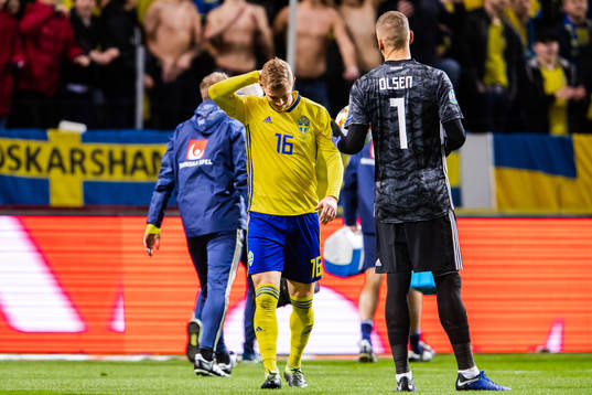 Emil Krafth of Sweden in pain
