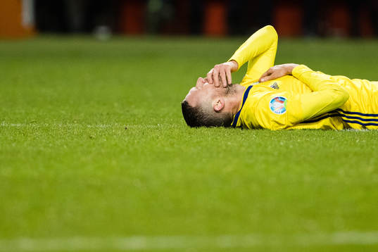 Marcus Berg of Sweden in pain