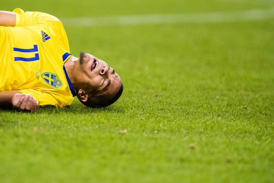 Robin Quaison of Sweden in pain