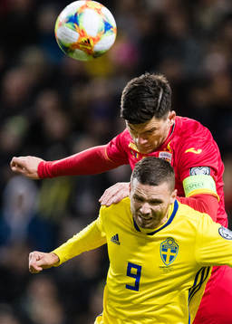 Marcus Berg of Sweden and Cristian Sapunaru of Romania