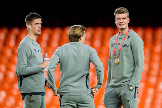 Markus Henriksen and Alexander Sørloth of Norway