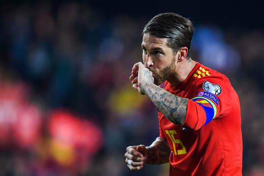 Sergio Ramos of Spain celebrates