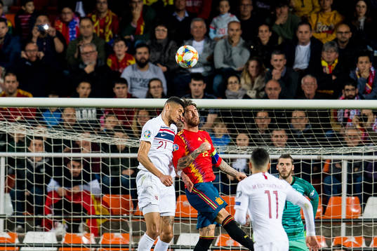 Bjørn Maars Johnsen of Norway and Sergio Ramos of Spain