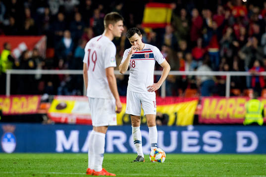 Ole Kristian Selnæs of Norway looks dejected