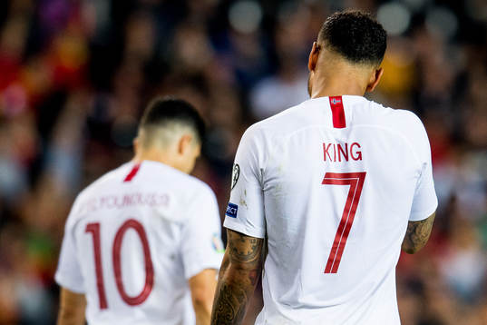 Joshua King and Tarik Elyounoussi of Norway