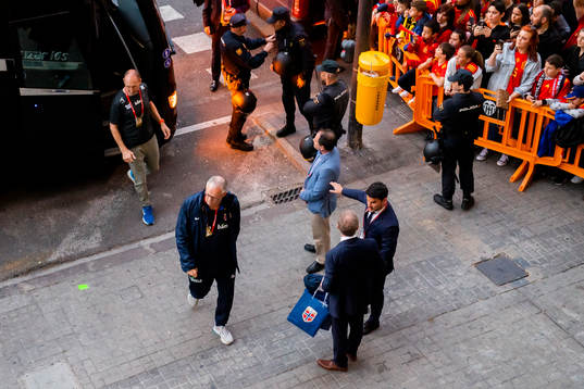 Lars Lagerbäck, head coach of Norway, arrives the stadium