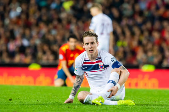 Stefan Johansen of Norway looks dejected