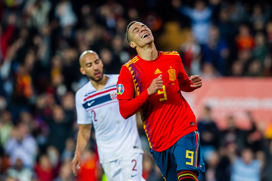 Rodrigo Moreno Machado of Spain looks dejected