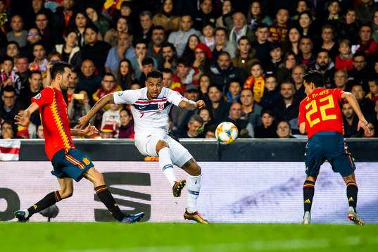 Sergio Busquets of Spain, Joshua King of Norway and Jesus