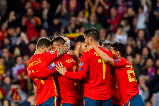 Rodrigo Moreno Machado of Spain celebrates with his