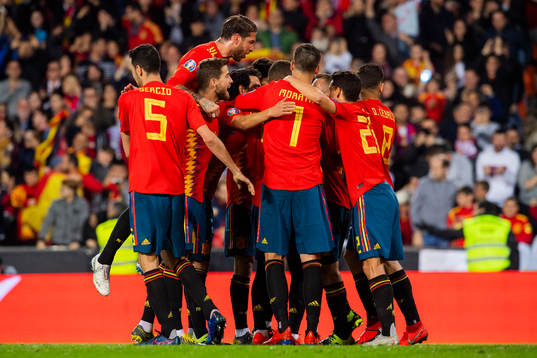 Rodrigo Moreno Machado of Spain celebrates with his