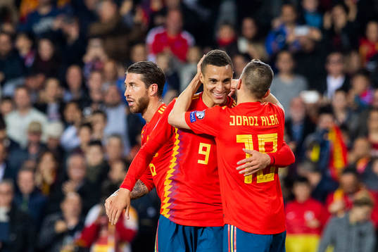 Rodrigo Moreno Machado of Spain celebrates with his