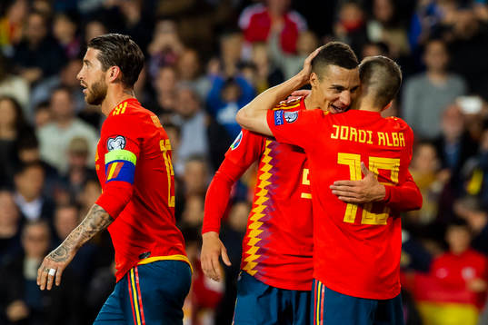 Rodrigo Moreno Machado of Spain celebrates with his
